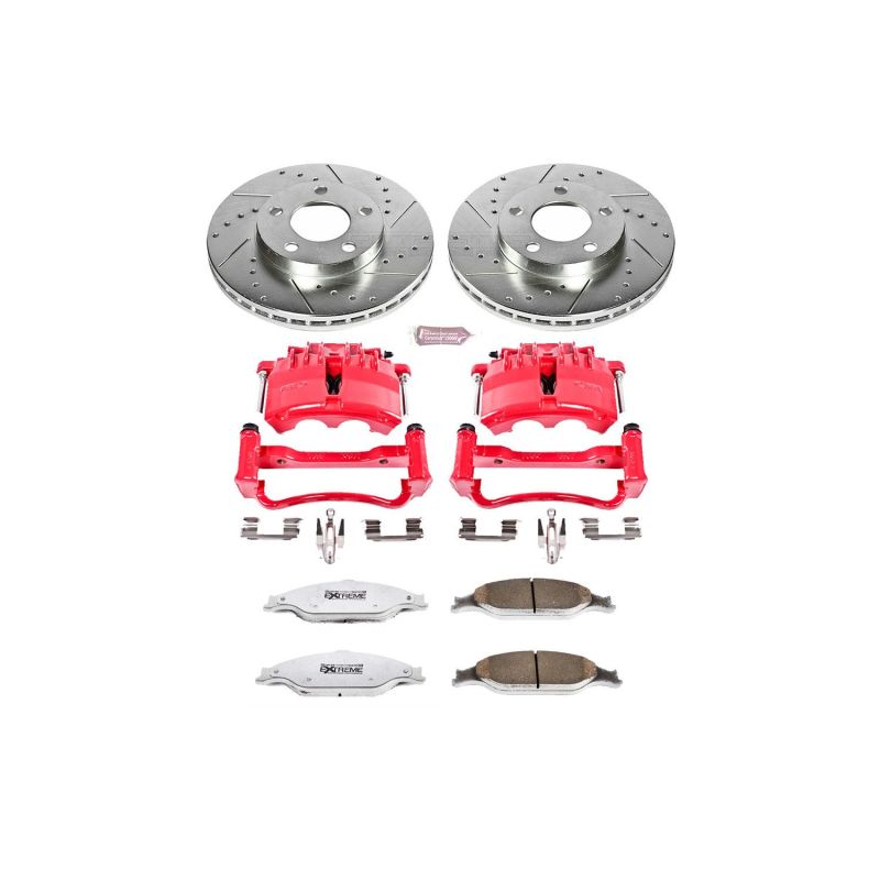 Power Stop 03-04 Ford Mustang Front Z26 Street Warrior Brake Kit w/Calipers PowerStop