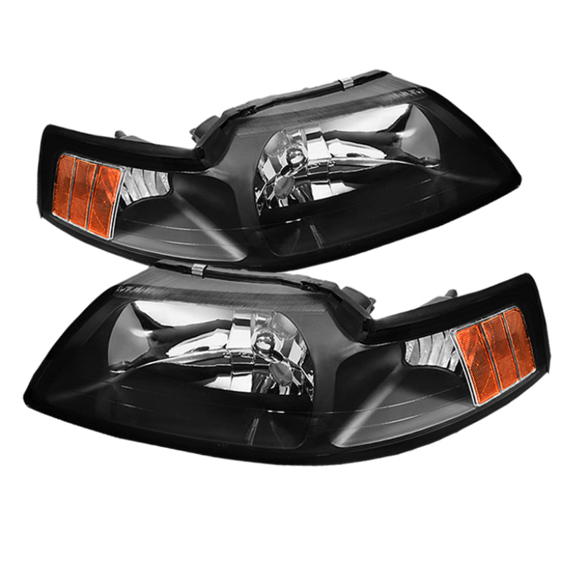Xtune Ford MUStang 99-04 OEM Amber Headlights Black HD-JH-FM99-AM-BK SPYDER