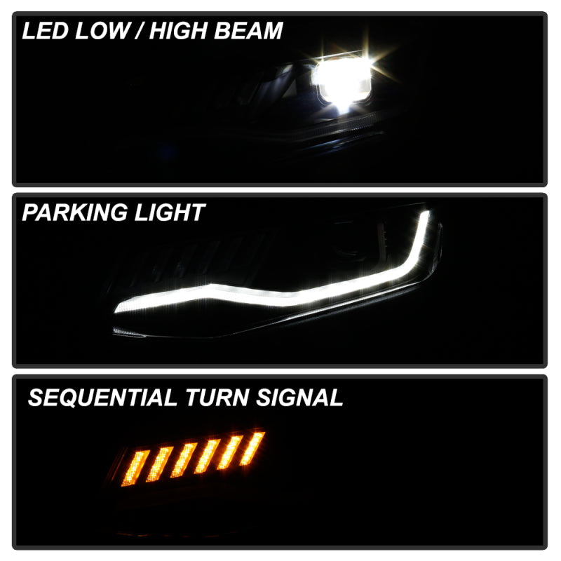 Spyder Chevy Camaro 16-18 HID Model Full LED Headlights Black PRO-YD-CCAM16HIDAP-SEQ-BK SPYDER