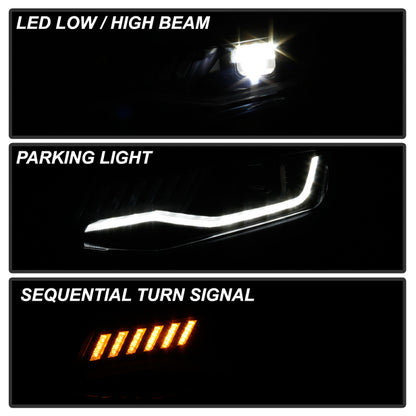Spyder Chevy Camaro 16-18 HID Model Full LED Headlights Black PRO-YD-CCAM16HIDAP-SEQ-BK SPYDER