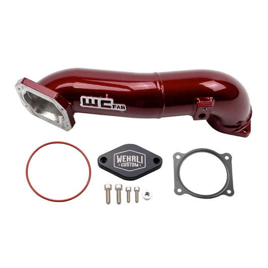 Wehrli 11-16 LML Duramax Passenger Side Upper Crossover Intercooler Pipe Kit - WCFab Red - WCF100328-RED