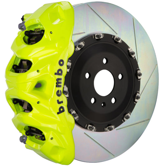 Brembo 15-23 Mustang Front GT BBK 6 Piston Cast 380x34 2pc Rotor Slotted Type1-Fluo. Yellow Brembo