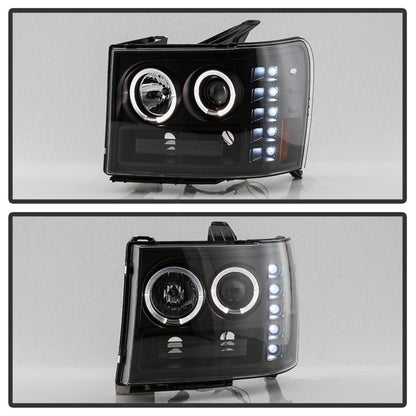 Spyder GMC Sierra 1500/GMC Sierra Denali 08-13 Projector LED Halo- LED All Blk PRO-YD-GS07-HL-BKV2 SPYDER