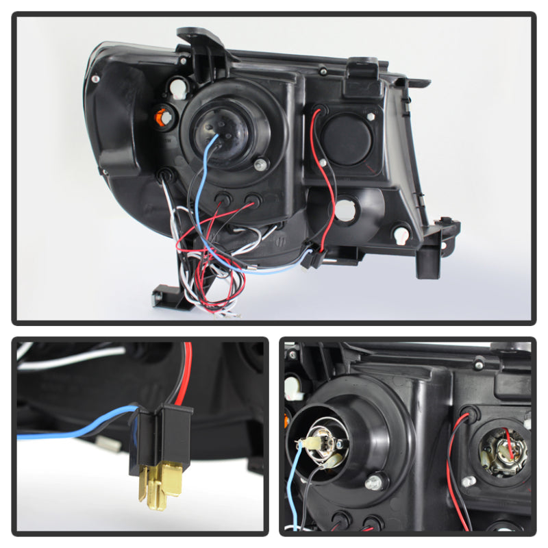 Spyder Toyota Tacoma 05-11 Projector Headlights LED Halo LED Blk Smke PRO-YD-TT05-HL-BSM SPYDER