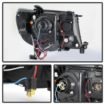 Spyder Toyota Tacoma 05-11 Projector Headlights LED Halo LED Blk Smke PRO-YD-TT05-HL-BSM SPYDER