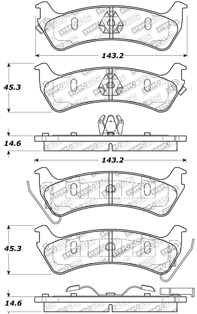 StopTech Sport Brake Pads w/Shims and Hardware - Rear