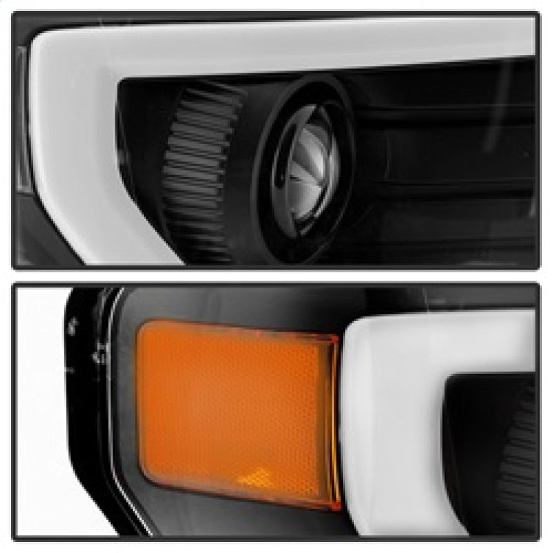 xTune Ford F150 Projector Headlights - Light Bar DRL - Black PRO-JH-FF15009-LBDRL-BK SPYDER