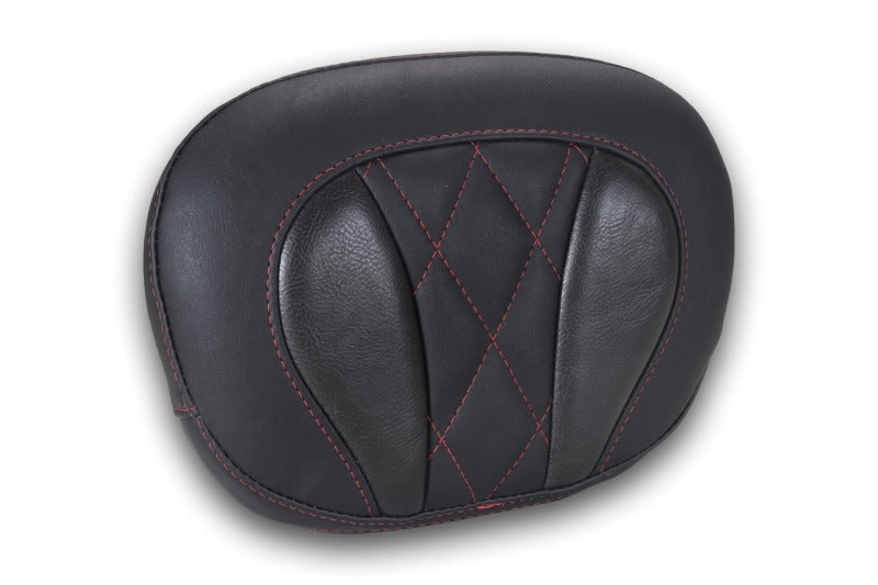 Mustang Deluxe Diamond Touring Sissy Bar Pad Black w/Dark Cherry Thread