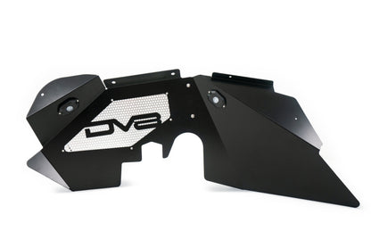 DV8 Offroad 07-18 Jeep Wrangler JK Front Aluminum Inner Fender w/ Rock Lights - Black INFEND-01FBRL