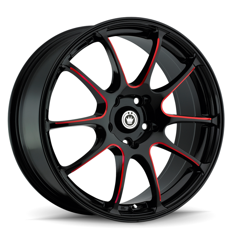 Konig Illusion 17x7 5x100 ET40 Black/Ball Cut Red