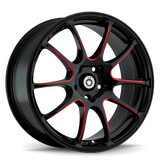 Konig Illusion 17x7 5x100 ET40 Black/Ball Cut Red