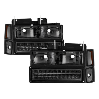 Xtune 92-94 Blazer Full Size Corner/LED Bumper Headlights Smoke HD-JH-CCK88-LED-AM-SM-SET SPYDER