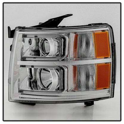Xtune Chevy Silverado 1500/2500/3500 07-13 Halo Projector Headlights Chrome PRO-JH-CS07-LED-C SPYDER