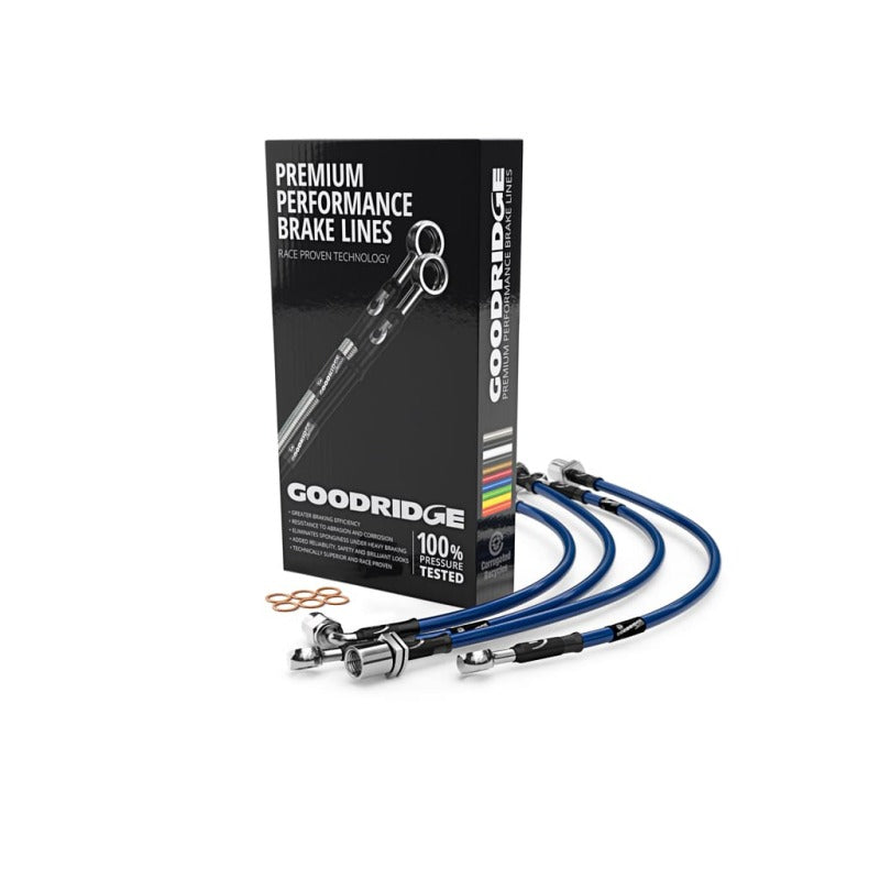 Goodridge 99-00 Honda Civic Si (w/Rear Disc) Stainless Steel Brake Lines - Electric Blue Goodridge