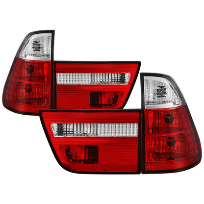 Spyder BMW E53 X5 00-06 4PCS Euro Style Tail Lights- Red Clear ALT-YD-BE5300-RC SPYDER