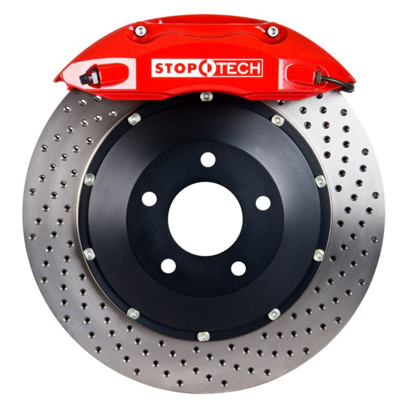 StopTech 08-09 BMW M3 (E92) V8 Rear 355x32 Red ST-40 Calipers Drilled Rotors/Pads/SS Lines Stoptech