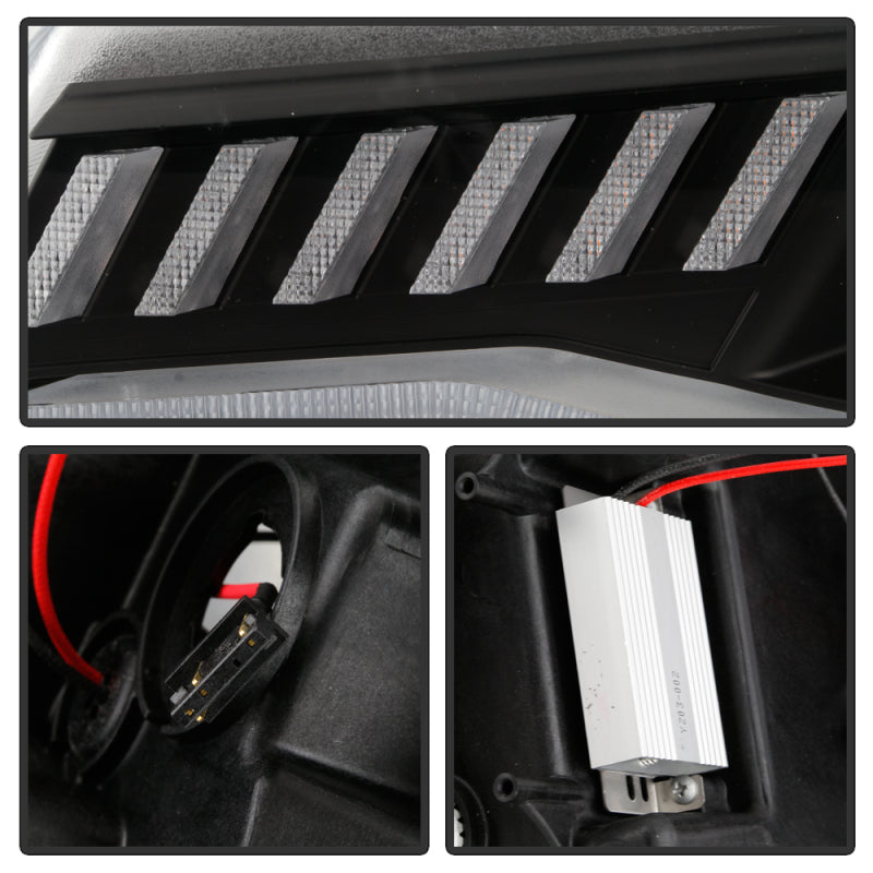 Spyder Chevy Camaro 16-18 (Do Not Fit Halogen) Projector Headlights Black PRO-YD-CCAM16HIDSI-SEQ-BK SPYDER