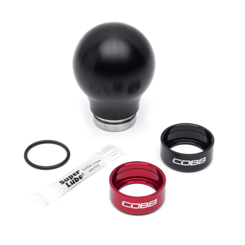 COBB Subaru 6-Speed Weighted COBB Shift Knob - Black (Incl. Both Red + Blk Collars) 213360-BK