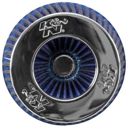 K&N Universal Air Filter Chrome Round Tapered Blue - 4in Flange ID x 1.125in Flange Length x 5.5in H K&N Engineering