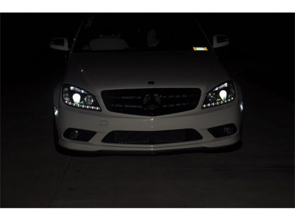 Spyder Mercedes Benz C-Class 08-11 Projector Headlights Halogen - DRL Blk PRO-YD-MBW20408-DRL-BK SPYDER