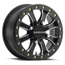 Load image into Gallery viewer, Raceline A71MB Mamba 15x6in / 4x156 BP / 40mm Offset / 132.5mm Bore- Black &amp; Machined Beadlock Wheel