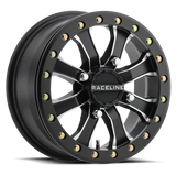 Raceline A71MB Mamba 15x6in / 4x156 BP / 40mm Offset / 132.5mm Bore- Black & Machined Beadlock Wheel