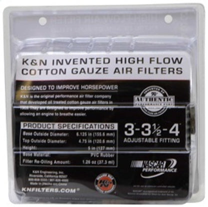 K&N Universal Air Filter Chrome Round Tapered Blue - 4in Flange ID x 1.125in Flange Length x 5.5in H K&N Engineering