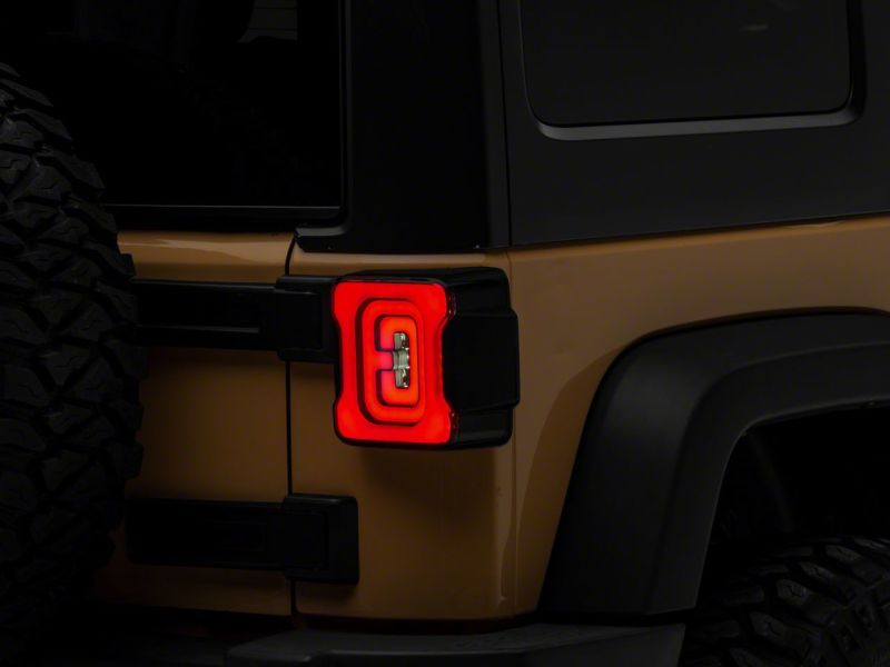 Raxiom 07-18 Jeep Wrangler JK Axial Series LED Tail Lights- Blk Housing (Smoked Lens)