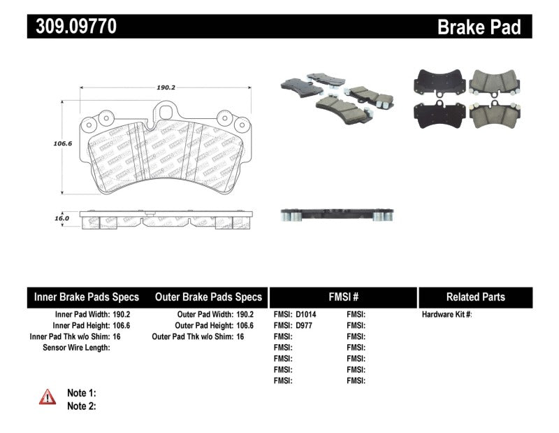 StopTech Performance Porsche Brake Pads