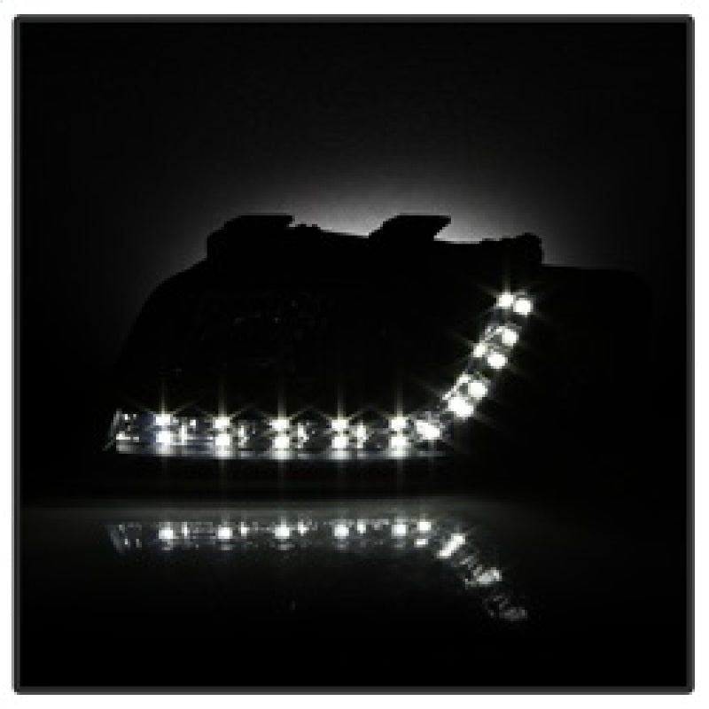 Spyder Audi A6 02-04 Projector Headlights Halogen Model Only - DRL Black PRO-YD-ADA601-DRL-BK SPYDER