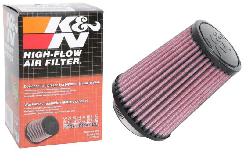 K&N Universal Rubber Filter 2-1/2in Flg / 4-1/2in OD B / 3-1/2in OD T / 6in H - Black Top