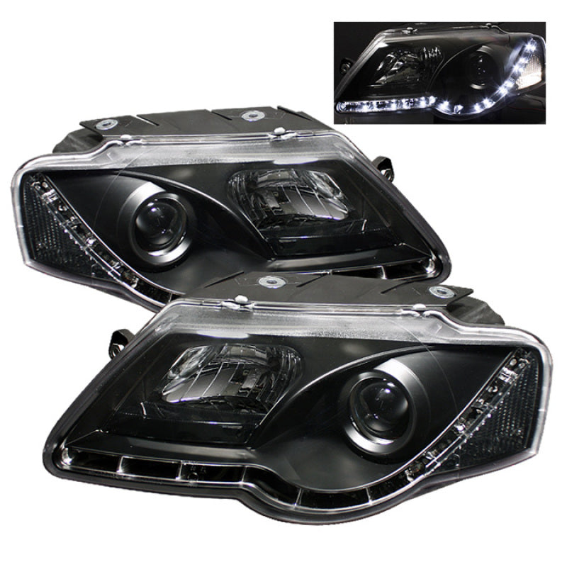Spyder Volkswagen Passat 06-08 Projector Headlights DRL Black High H1 Low H1 PRO-YD-VP06-DRL-BK SPYDER