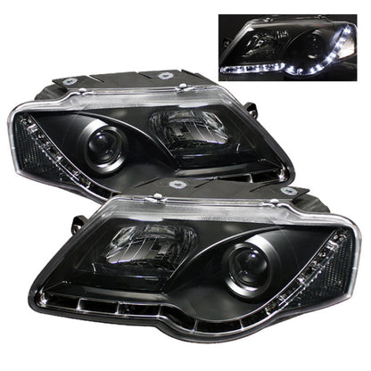 Spyder Volkswagen Passat 06-08 Projector Headlights DRL Black High H1 Low H1 PRO-YD-VP06-DRL-BK SPYDER