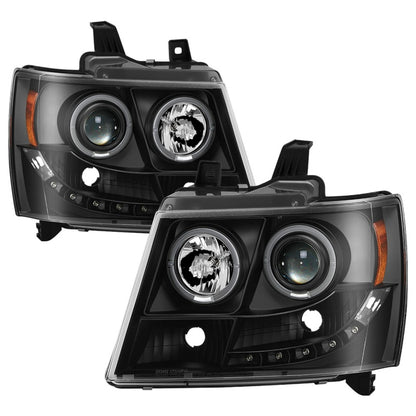 Spyder Chevy Suburban 1500 07-14 Projector Headlights LED Halo LED All Black PRO-YD-CSUB07-HL-BKV2 SPYDER