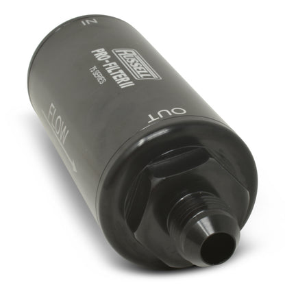 Russell Performance Profilter Fuel Filter 6.25in Long 10 Micron -6AN Inlet -10AN Outlet - Black