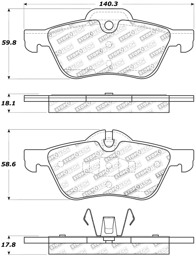 StopTech Premium Ceramic Front Brake Pads - 308.09390 Stoptech