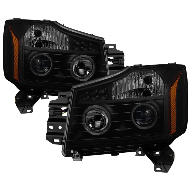 xTune Nissan Titan 04-15 Projector Headlights - LED Halo - Black Smoked PRO-JH-NTI04-LED-BSM SPYDER