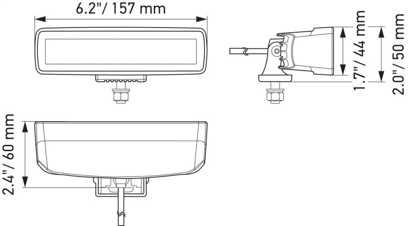 Hella Universal Black Magic 6 L.E.D. Mini Light Bar - Flood Beam Hella