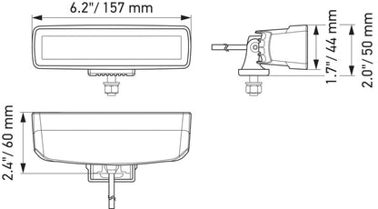 Hella Universal Black Magic 6 L.E.D. Mini Light Bar - Flood Beam Hella