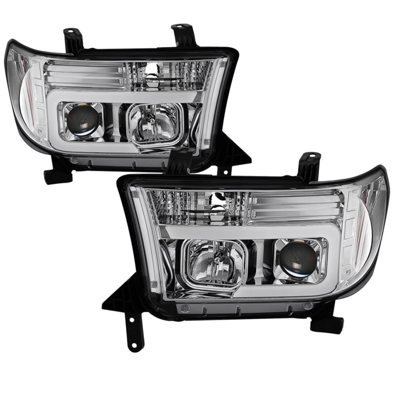 Spyder 07-13 Toyota Tundra V2 Light Bar DRL Projector Headlights - Chrome (PRO-YD-TTU07V2-LB-C) SPYDER