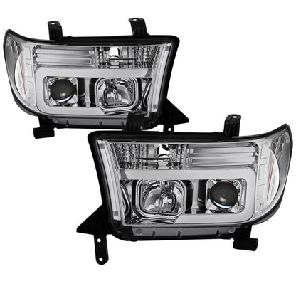 Spyder 07-13 Toyota Tundra V2 Light Bar DRL Projector Headlights - Chrome (PRO-YD-TTU07V2-LB-C) SPYDER