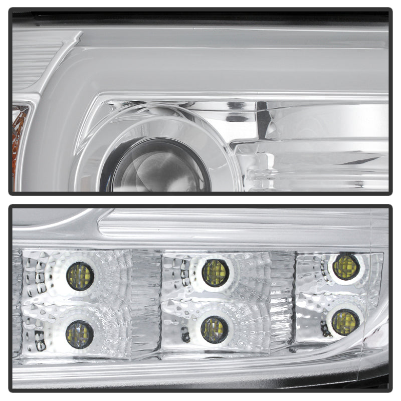 Spyder GMC Sierra 14-16 Projector Headlights Light Bar DRL Chrm PRO-YD-GS14V2-LBDRL-C SPYDER