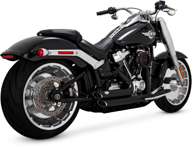 Vance and Hines 18-22 Harley Softail Wide Tire Shortshots Staggered Exhaust System - Black
