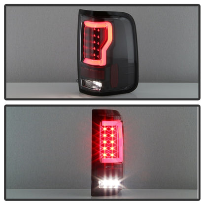 Spyder 04-08 Ford F-150 Projector Tail Lights - Light Bar DRL LED - Black ALT-YD-FF15004V2-LBLED-BK SPYDER