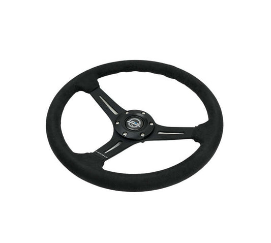 NRG Innovations 350mm Reinforced Slit-Spoke Steering Wheel - Suede - Matte Black Spokes – RST-030S-BK