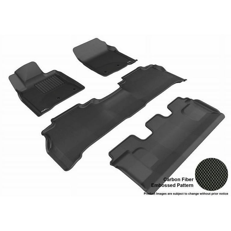 3D MAXpider L1TY14401509 2008-2012 Toyota Land Cruiser Kagu 1st & 2nd & 3rd Row Floormats - Black