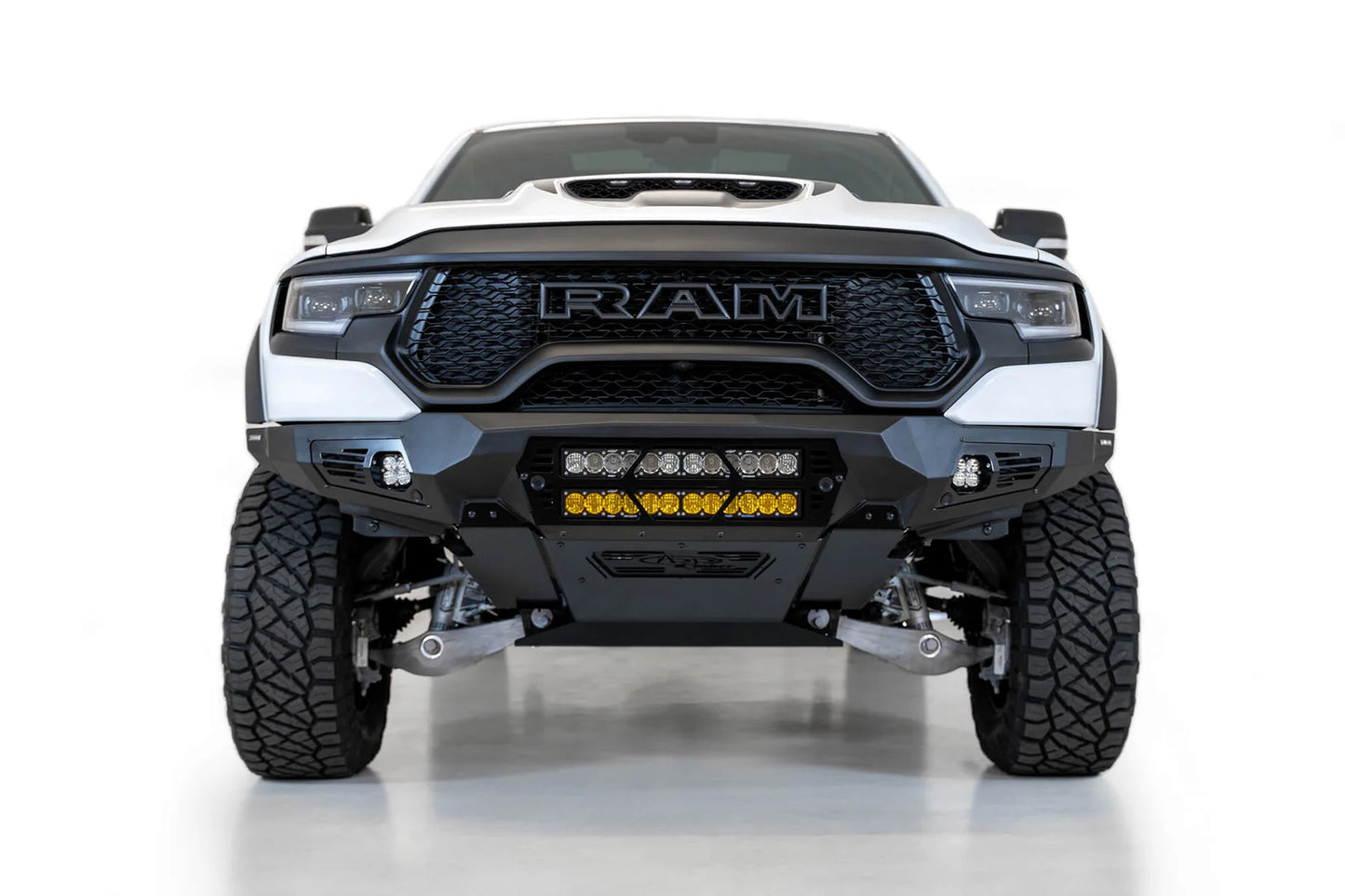 Addictive Desert Designs 2021-2023 Ram 1500 TRX Bomber Front Bumper (20 Inch Lights) - F620012140103 Addictive Desert Designs