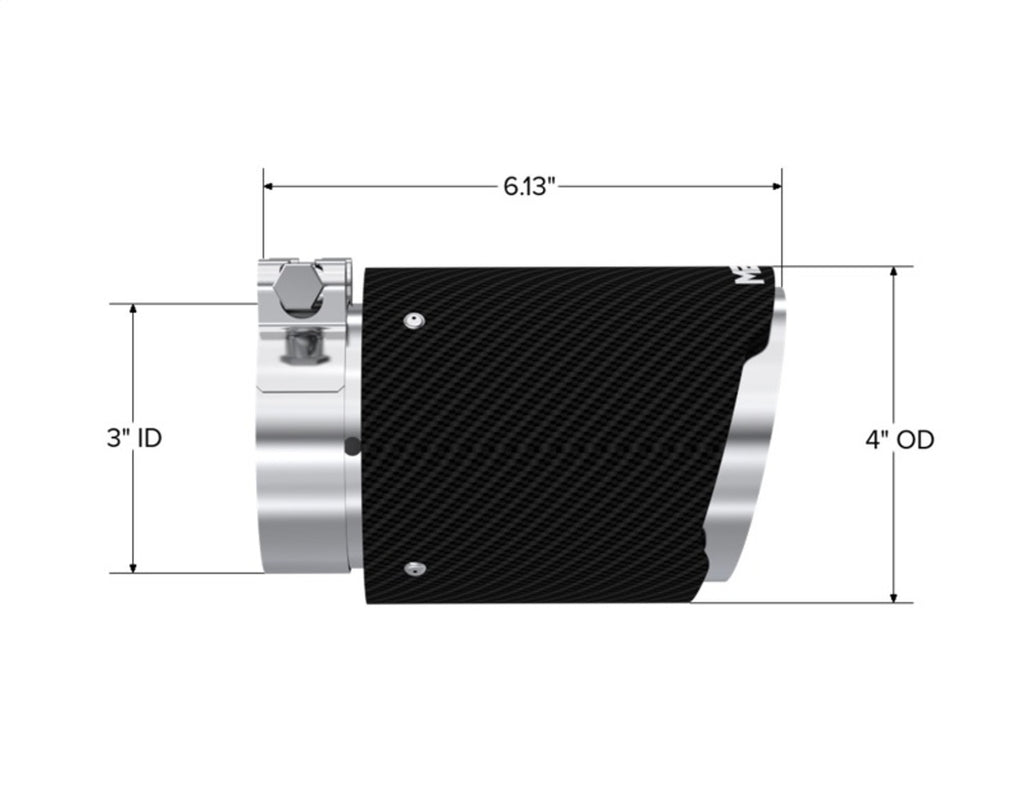 MBRP Universal Carbon Fiber Tip 3in ID / 4in OD Out / 6.13in Length Angle Cut Dual Wall - T5188CF