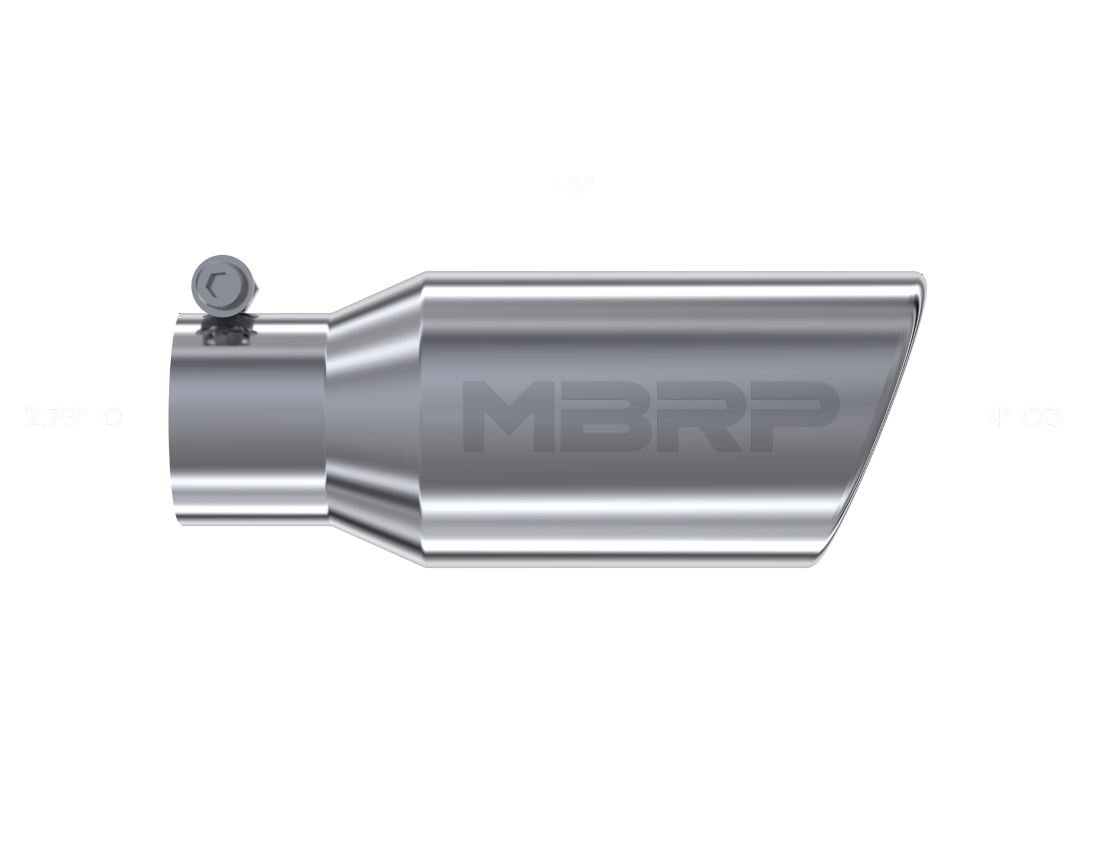 MBRP Universal Tip 4in OD 2.75in Inlet 10in Length Angled Rolled End T304 - T5157