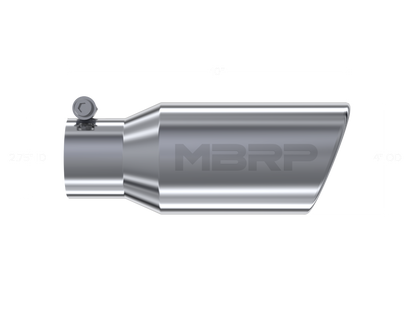 MBRP Universal Tip 4in OD 2.75in Inlet 10in Length Angled Rolled End T304 - T5157 MBRP